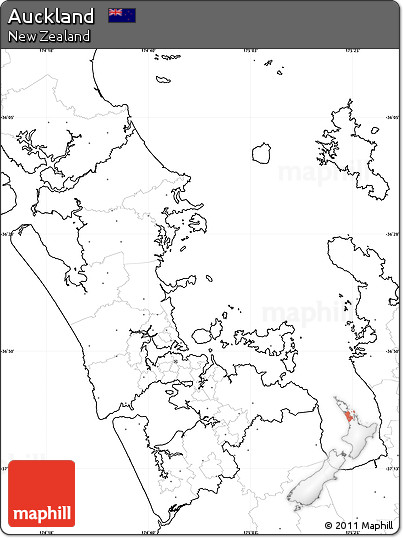 Blank Simple Map of Auckland, no labels
