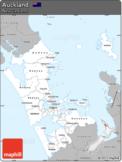 Gray Simple Map of Auckland