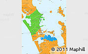 Political Simple Map of Auckland, political shades outside