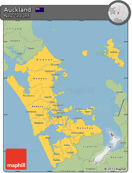 Savanna Style Simple Map of Auckland