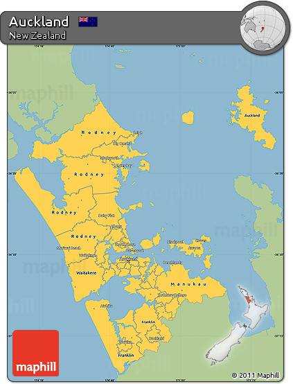 Savanna Style Simple Map of Auckland, single color outside