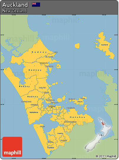 Savanna Style Simple Map of Auckland, single color outside