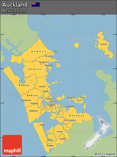 Savanna Style Simple Map of Auckland, single color outside