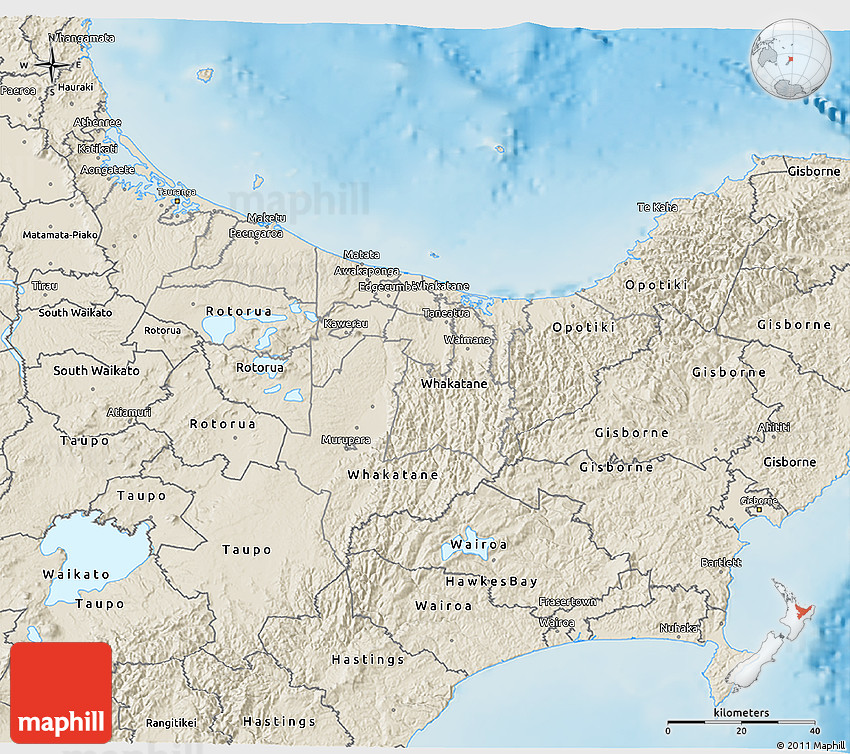Shaded Relief 3D Map of Bay of Plenty Shaded Relief 3D Map of Bay of Plenty