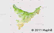Physical Map of Bay of Plenty, cropped outside