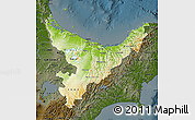Physical Map of Bay of Plenty, darken