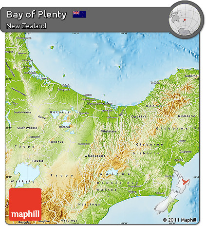 Physical Map of Bay of Plenty