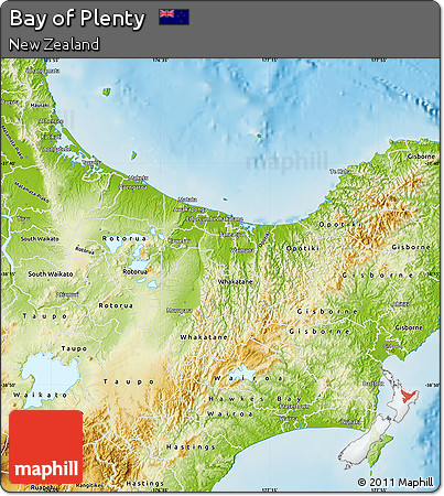 Physical Map of Bay of Plenty