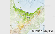 Physical Map of Bay of Plenty, lighten