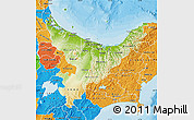 Physical Map of Bay of Plenty, political outside