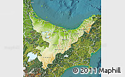 Physical Map of Bay of Plenty, satellite outside