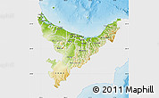 Physical Map of Bay of Plenty, single color outside