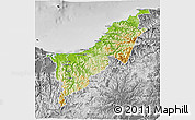 Physical 3D Map of Opotiki, desaturated