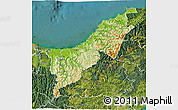 Physical 3D Map of Opotiki, satellite outside