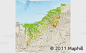 Physical 3D Map of Opotiki, shaded relief outside