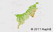 Physical Map of Opotiki, cropped outside