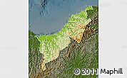 Physical Map of Opotiki, darken