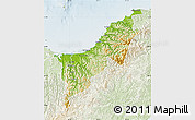 Physical Map of Opotiki, lighten