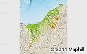Physical Map of Opotiki, shaded relief outside