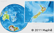 Physical Location Map of Rotorua, within the entire country