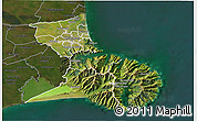 Satellite 3D Map of Christchurch, darken