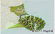 Satellite 3D Map of Christchurch, lighten