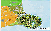 Satellite 3D Map of Christchurch, political outside