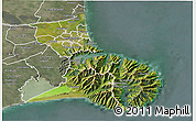 Satellite 3D Map of Christchurch, semi-desaturated