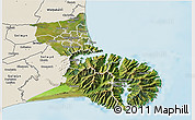 Satellite 3D Map of Christchurch, shaded relief outside