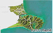 Satellite 3D Map of Christchurch, single color outside