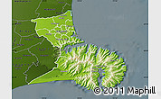 Physical Map of Christchurch, darken