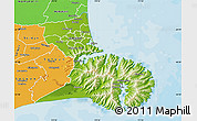 Physical Map of Christchurch, political outside