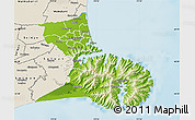 Physical Map of Christchurch, shaded relief outside