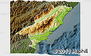 Physical 3D Map of Kaikoura, darken