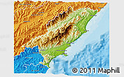 Physical 3D Map of Kaikoura, political outside