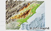 Physical 3D Map of Kaikoura, semi-desaturated