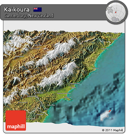 Satellite 3D Map of Kaikoura