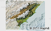 Satellite 3D Map of Kaikoura, lighten