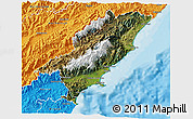 Satellite 3D Map of Kaikoura, political outside