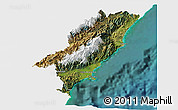 Satellite 3D Map of Kaikoura, single color outside