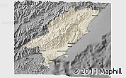 Shaded Relief 3D Map of Kaikoura, darken, desaturated