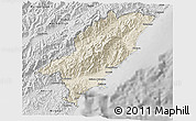 Shaded Relief 3D Map of Kaikoura, desaturated