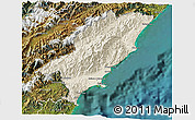 Shaded Relief 3D Map of Kaikoura, satellite outside