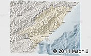 Shaded Relief 3D Map of Kaikoura, semi-desaturated