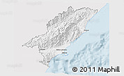 Silver Style 3D Map of Kaikoura, single color outside