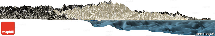 Shaded Relief Horizon Map of Kaikoura, darken