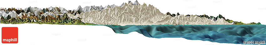Shaded Relief Horizon Map of Kaikoura, satellite outside