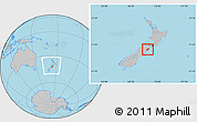 Gray Location Map of Kaikoura, within the entire country