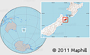 Gray Location Map of Kaikoura, highlighted country