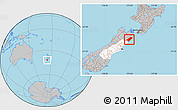 Gray Location Map of Kaikoura, highlighted parent region